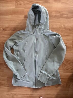 lululemon athletica Light Sage Green Hooded Bomber Jacket